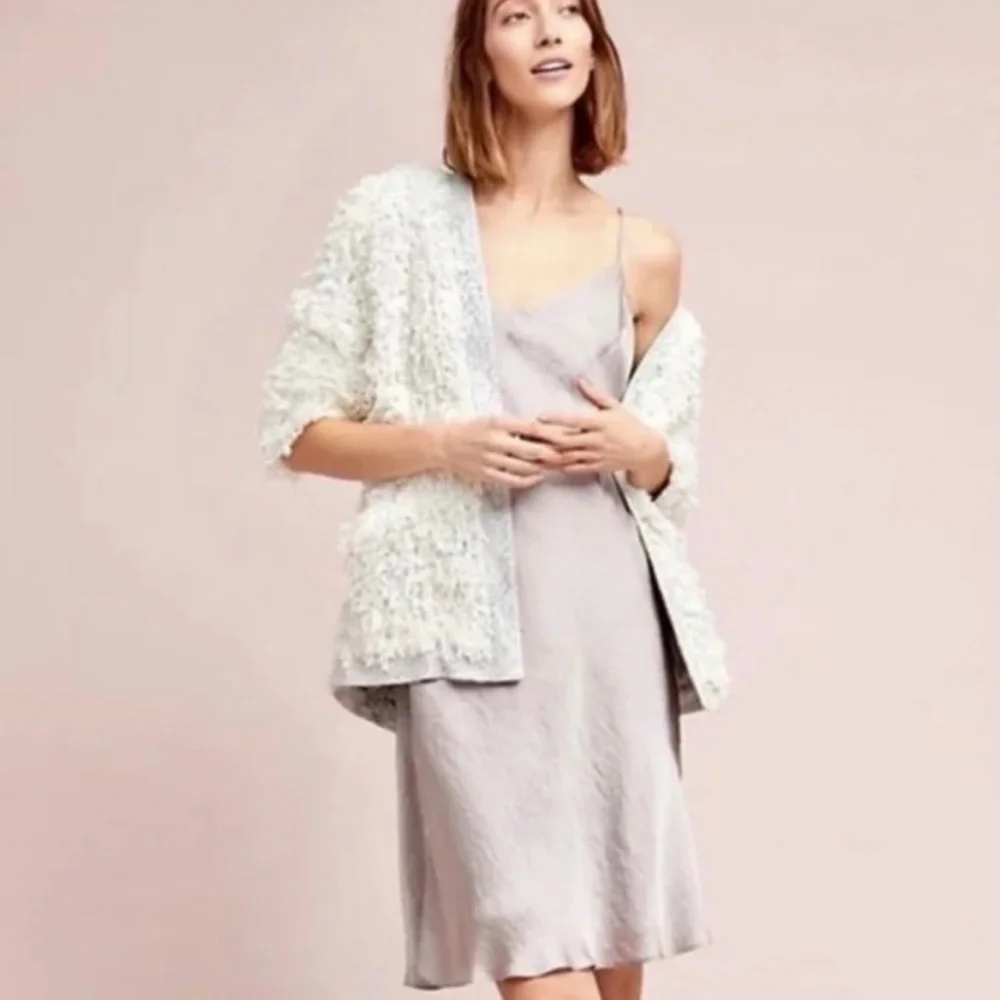 Anthropologie Vanessa Virginia French Alps Fuzzy Cardigan Sweater in White S/XS